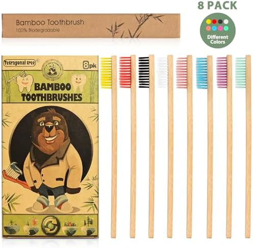 Tetragonal tree 8 Count Biodegradable Bamboo Toothbrushes - Natural Toothbrush Value Pack - Extra Soft Toothbrush for Adults, Good for Sensitive Teeth and Gums - Image 6