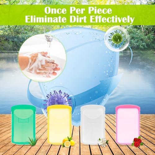 HongyiTime 2 Boxs (100 Sheets) Hand Washing Soap Sheets for Outdoor Travel,Portable Camping Hand Soap,Hiking Washing Hand Bath Paper Soap for Travel,BBQ,Party,School,Girls(Yellow&Pink) - Image 2