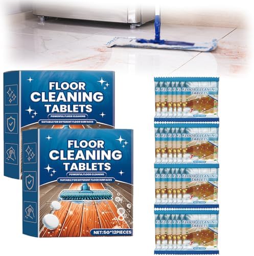 Effervescent Floor Cleaning Tablets, 12pcs Floor Cleaning Tablets, Floor Cleaner Tablets for Mopping with Minor Scratch Repair, Multi-Surface Dissolvable Cleaning Solution (2pcs) by Unknown
