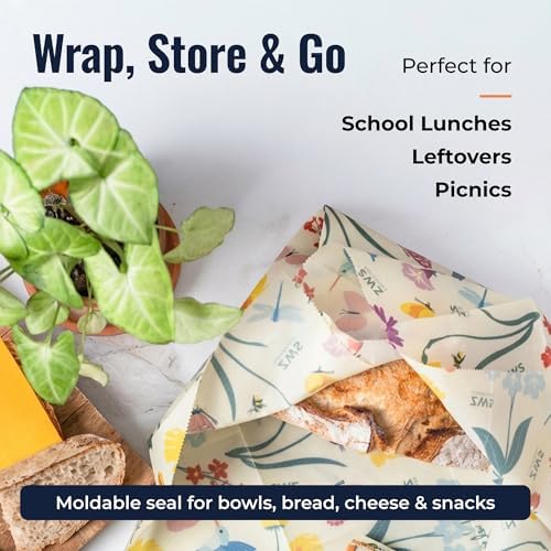 Beeswax Wraps, Cotton Food Storage Set, Pollinators - Image 3
