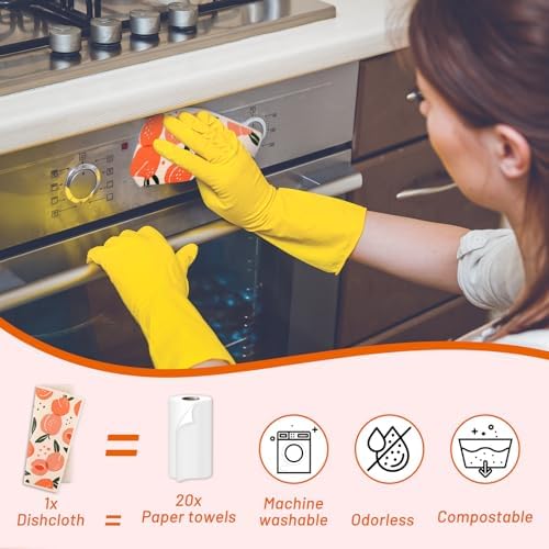 Lucomb 10 Pack Swedish Dishcloths with Hanging Clips, Reusable Swedish Dish Towels Biodegradable Cellulose Cleaning Cloths Washable Dish Wipes for Kitchen Home Office(Quick Drying & Super Absorb) - Image 4