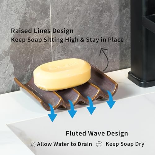 Ceramic Soap Dish for Shower, Bar Soap Holder for Bathroom Keep Dry - Image 4