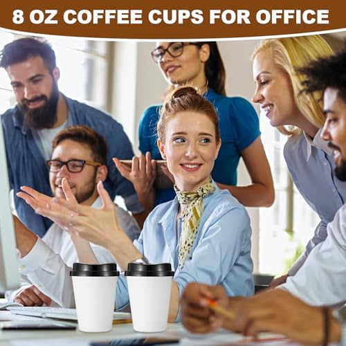 Honeydak 45 Pack 12 oz Reusable Coffee Cups with Lids Portable Tea Cups Reusable Hot Coffee Mugs Tumblers Bulk Plastic Tumblers Travel Drinks Mugs for Hot and Cold Drinks(White with Black,Classic) - Image 4