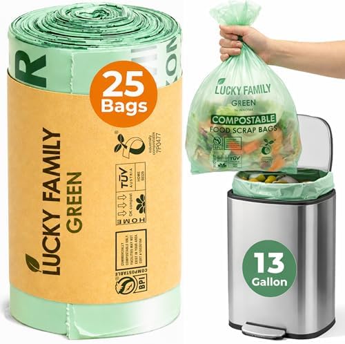 13 Gallon Drawstring Compost Bags for Kitchen Compost Bin, Compostable by INNOTAK