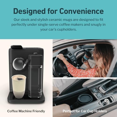 NOVA CERAMICS Travel Mug – Coffee Travel Mug – Reusable Coffee Cup Unique to Go Mug – Microwave & Dishwasher Safe Coffee White Tumbler - Gifts for Women Men Him Her – 12oz – Sea Mist - Image 6