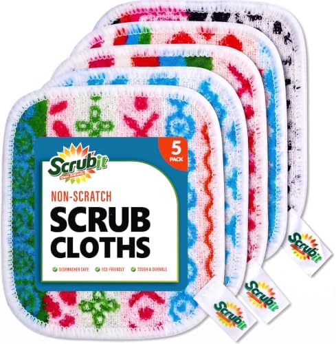 SCRUBIT 5 Pack Reusable Non-Scratch Dish Scrubbers for Kitchen by SCRUBIT