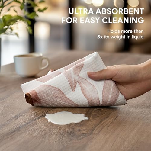 RECYCO Waffle Kitchen Towel Set of 2 - Quick Dry Microfiber Sustainable Dish Towels - Ultra Absorbent Reusable Cleaning Tea Towels - Lightweight Hand Towels,16”x 28”, Terracotta - Image 4