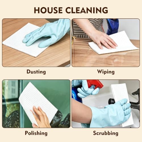 YEEHAW Swedish Dishcloths for Kitchen 10 Pack, Grey Cellulose Sponge Cloths, No Odor Resuable Cleaning Cloths, Super Absorbent Dish Cloth for Kitchen, Bathroom, Glass Surface, Furniture 7"×6" - Image 4