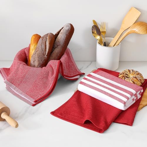 Homaxy Cotton 380 GSM Premium Kitchen Towels, 18"x 28", 9 Pack, Red - Image 6