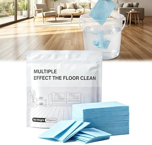 100 Piece Floor Cleaning Tablets Multi-Surface Cleaner, Floor Cleaning Tablets Sheets, Water Soluble Floor Cleaner for Hardwood, Laminate Floors, Wall Tiles, Glass Mopping (Blue, 200PCS) by UUJQAC
