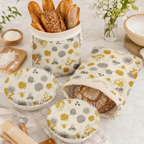 Britimes Reusable Bread Bags Set, Beeswax, XL, Zero Waste, Honeybee Bee - Image 2