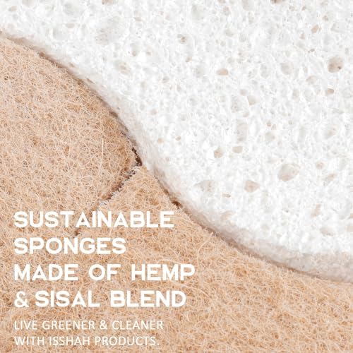 Isshah Natural Kitchen Scrub Sponges for Dishes - S-Shaped - 12 Count - Image 4