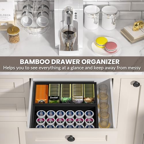 Bamboo Kitchen Drawer Organizer, 2-Pack, 12" x 6" x 2.5"，Black - Image 4