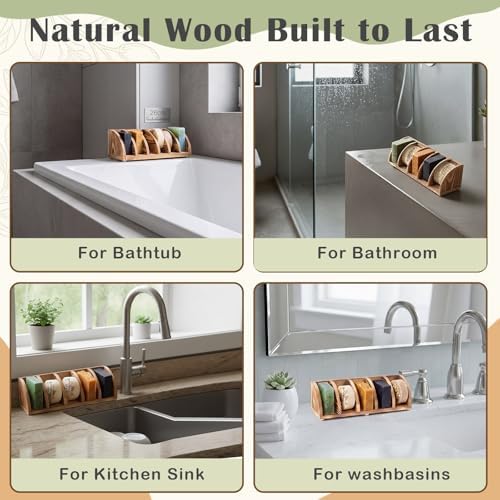 Shampoo Bar Holder Multi Bar Soap Dish, Wooden, 10.24 x 3.35 x 3.15 Inch - Image 5