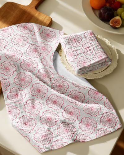 Miss Adola 370GSM Cotton Waffle Kitchen Towels, Sakura - Image 2