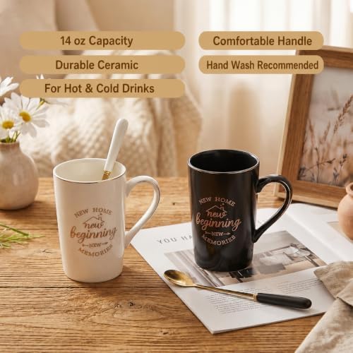 Housewarming Gifts for New Home, 18-Piece Gift Basket for Couples and Homeowners with Coffee Mugs, Bamboo Serving Board, Salt and Pepper Shakers, Towels, Utensils, Cheese Knives and Ornament - Image 4