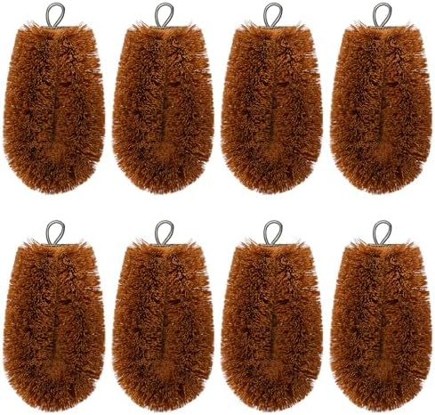 Sawysine 8 Pcs Tawashi 100% Natural Coconut Coir Fiber Brush, Vegetable Scrub Brush Heads Ideal for Fruit Veggie Scrub Wash, Kitchen Cleaning Needs, Japanese Design by Sawysine