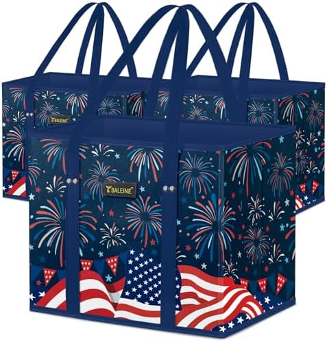 BALEINE 3PK Reusable Grocery Bags, Heavy Duty Shopping Tote Bag by BALEINE