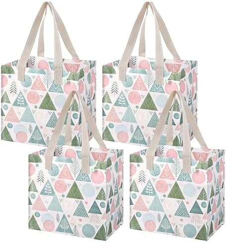 VENO 4 Pack Large Grocery Bag Reusable Shopping Bags with Hard Bottom by Veno