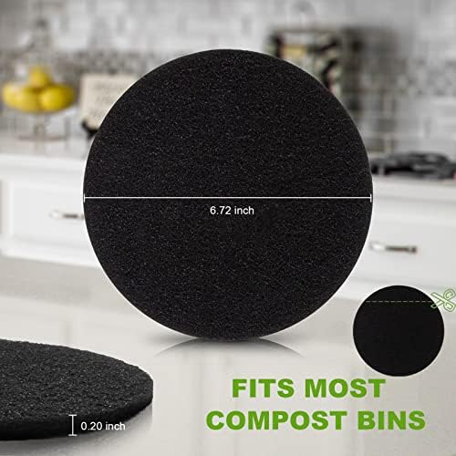10 Pack Charcoal Filters for Kitchen Compost Bin, Compost Filters for Countertop Bin Pail Replacement, Activated Charcoal Home Bucket Refill Sets, Round 6.7 Inch - Image 3