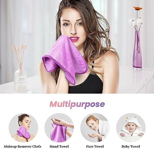 8 Pack Makeup Remover Cloth,13x7 Inch Reusable Makeup Remover Towels, Ultra Soft Microfiber Face Cloth Reusable Facial Washcloths, 4 Colors - Image 6