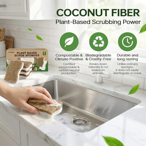 9 Pack Biodegradable Natural Dish Kitchen Sponges - Image 4