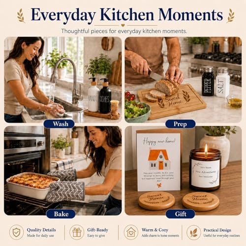 Housewarming Gifts New Home Basket，21-Piece Including Cutting Board, Handwashing Set, and Aromatherapy – Ideal for Housewarming Gift for Couples, New Home Families, and Closing Gifts for Home Buyers - Image 5