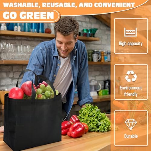 Windyun Reusable Grocery Bags Non Woven with Handles - Image 4