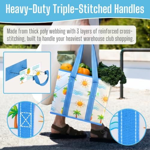 VENO 3 Pack Reusable Grocery Shopping Bags Utility Tote w/Sturdy Handles - Image 3