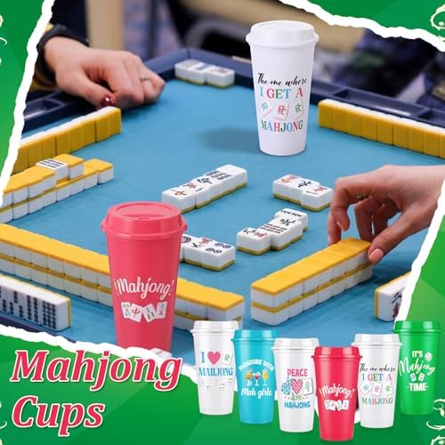 LemonRoad 12 Pcs Mahjong Cups with Lid 16 oz Mahjong Plastic Tumblers - Image 5