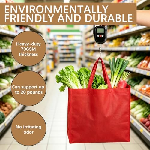 Reusable Grocery Bags 12.6 * 6.3 * 11.8 in - Non Woven Totes Bag with Reinforced Handles, Shopping Bags Bulk - Image 7