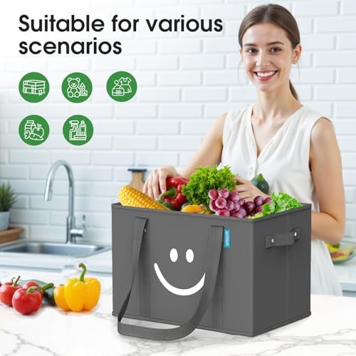 Reusable Grocery Bags 4 PCS, Sturdy Handles & Bottom to Stands Upright - Image 2