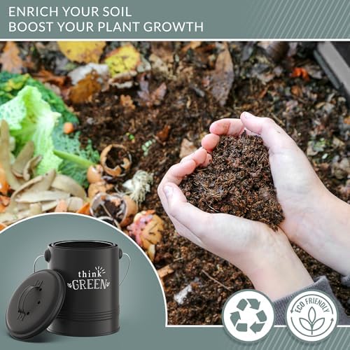 Barnyard Designs 1.2 Gallon Kitchen Counter Compost Bin with Lid (Black) - Image 6