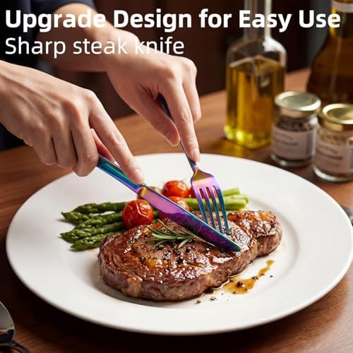 Quatish Travel Utensils with Case, Stainless Steel Cutlery Set, Rainbow - Image 3