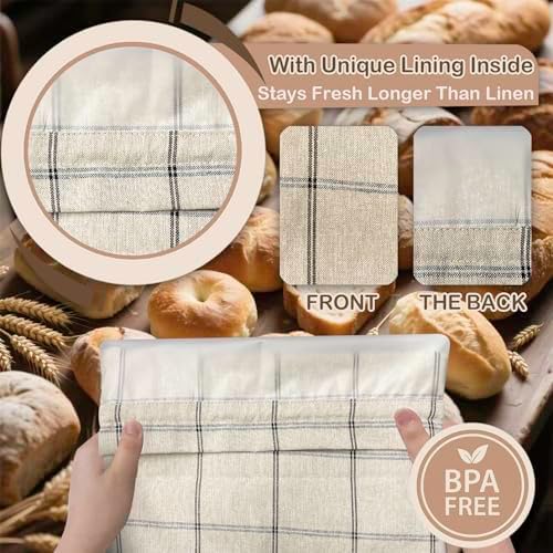 XL Linen Bread Bag for Homemade Sourdough with Proofing Cover, Reusable Organic Linen bags with TPU Lining, BPA-Free, Food-Grade Cloth Storage Bags with Freezer Compatibility - Image 5