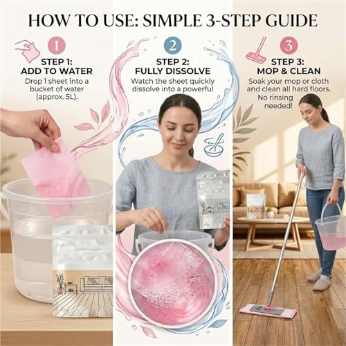 100 Piece Floor Cleaning Tablets Multi-Surface Cleaner - Heavy Duty Dissolvable Floor Cleaner Tablets for Mopping, No-Rinse Laminate Floor Cleaner, Tile & Hardwood Floor Revive, Fresh Scent(I Black) - Image 5