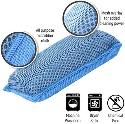 Miracle Microfiber Kitchen Sponge by Scrub-It (6 Pack) - Non-Scratch Heavy Duty Dishwashing Cleaning sponges- Machine Washable - (Blue) - Image 4