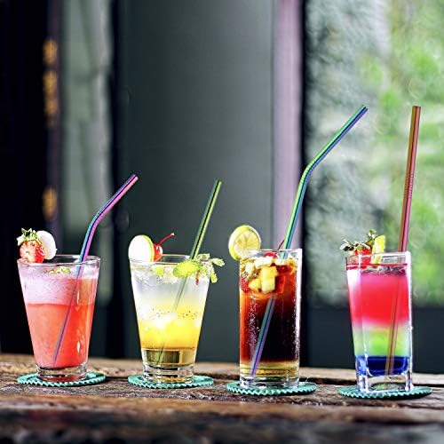 Hiware 12-Pack Rainbow Metal Straws Reusable with Case - Stainless Steel Drinking Straws for 30oz and 20oz Tumblers Dishwasher Safe, 2 Brushes Included - Image 5