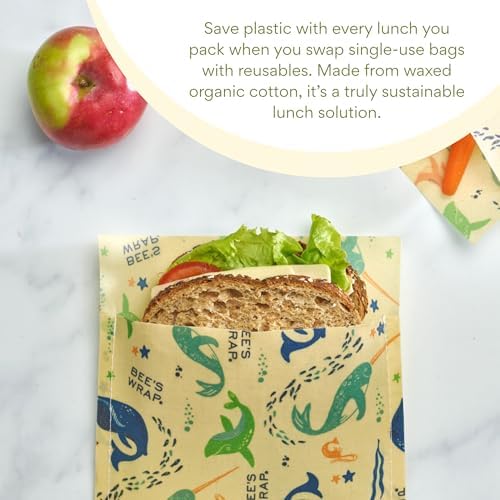 Bee's Wrap Beeswax Food Wraps, Snack Bag & Sandwich Wrap - Under the Sea - Image 4