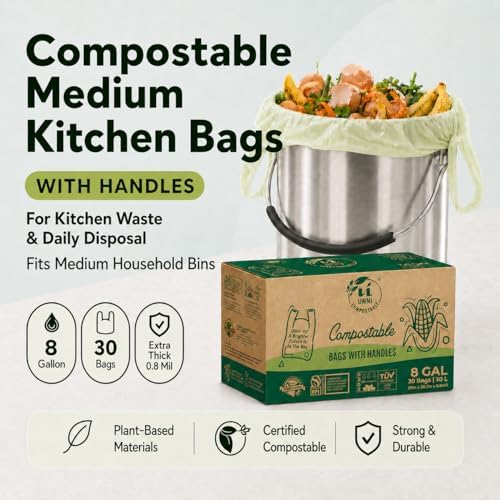 UNNI 8 Gallon Compostable Bags with Easy-Tie Handles, 30 Liter, 30 Count - Image 2