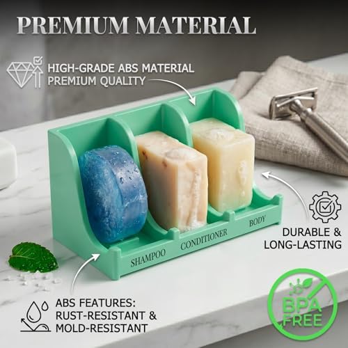 Soap Holder for Shower Wall, 3-Compartment Soap Dish [Patent Pending] - Image 4
