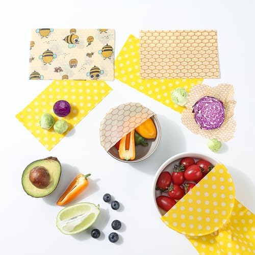 Reusable Beeswax Food Wraps - 6 Pack (3S,2M,1L) Bread Sandwich Wrapper Bowl Covers Food Storage | Organic, Zero Waste, Plastic and Silicone Free, Alternative to Aluminum Foil & Plastic Wrap by WeAreULEF
