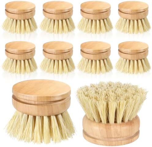 10 Pcs Bamboo Dish Brush Replacement Heads Wooden Washing Up-Brush Heads Bamboo Dish Scrubber Brush Kitchen Wood-Dish Scrubbers Washing Up Brush-Heads for Cleaning Kitchen Utensils - Image 2