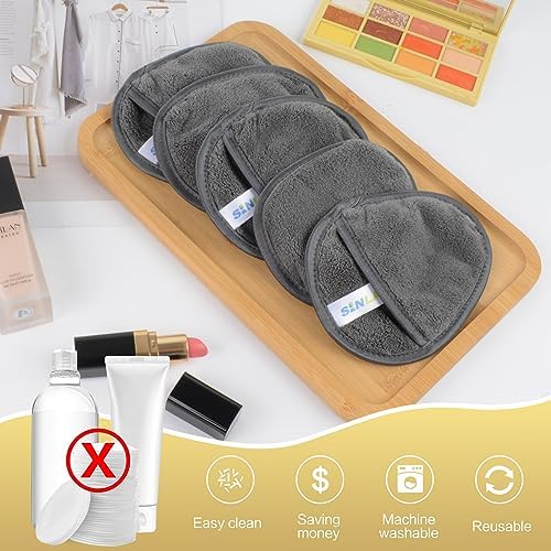 SINLAND Reusable Makeup Remover Pads Grey 6 Pack - Image 3