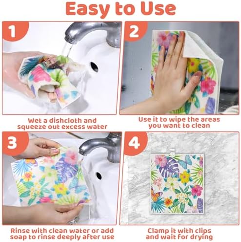 Needbrock 6 Pack Spring Floral Swedish Dishcloths for Kitchen, Swedish Rag - Image 6