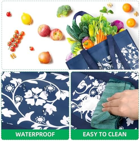 Reusable Grocery Bags Foldable Tote Bags bulk Shopping Bags 10-Pack, Blue - Image 2