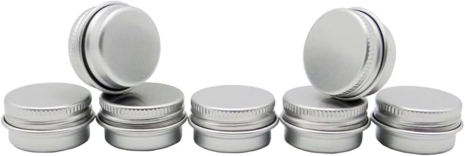 30 pack 5ml Round Lip Balm Tin Cans, 5g Aluminum Makeup Sample Containers with Screw Lid, Empty Silver Metal Tins Pot Storage Travel Tin Jars for Cosmetic, Cream, Candle, Tea, 5 Gram Tins