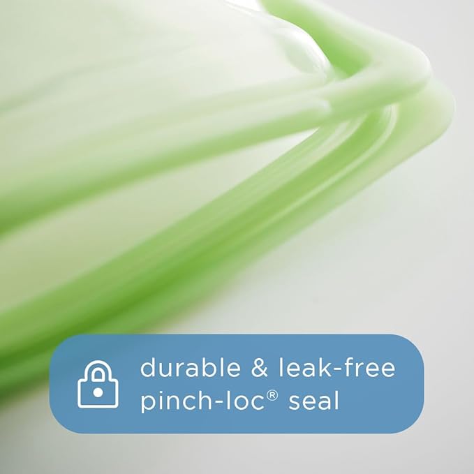Stasher Silicone Reusable Storage Bag, 4-Pack, Reusable Freezer Bags, Microwave, Dishwasher, Oven Safe, Sous Vide, Premium Lunch Containers, Eco Friendly, Food Storage Bags, Snack Bags, Aqua