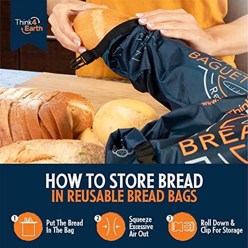 THINK4EARTH® - Large Bread and Baguette Bags (Dark Blue, Bread & Baguette Set) - Image 5