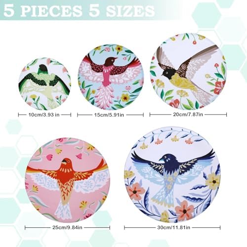 5Pcs Reusable Beeswax Elastic Bowl Covers for Bread Proofing and Food Cover - Image 2